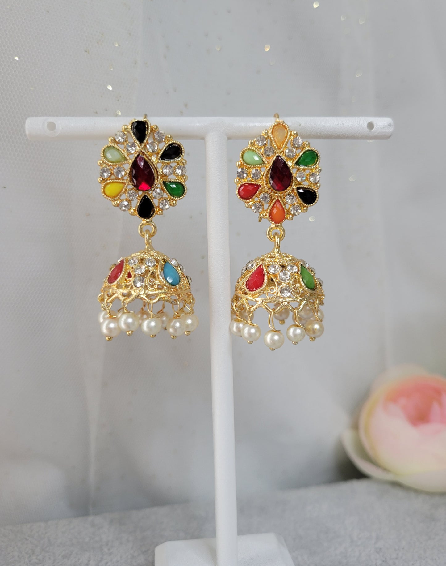 Phulkari charm Jhumkis