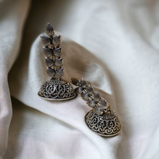 Alia silver Oxidized  jhumki earrings