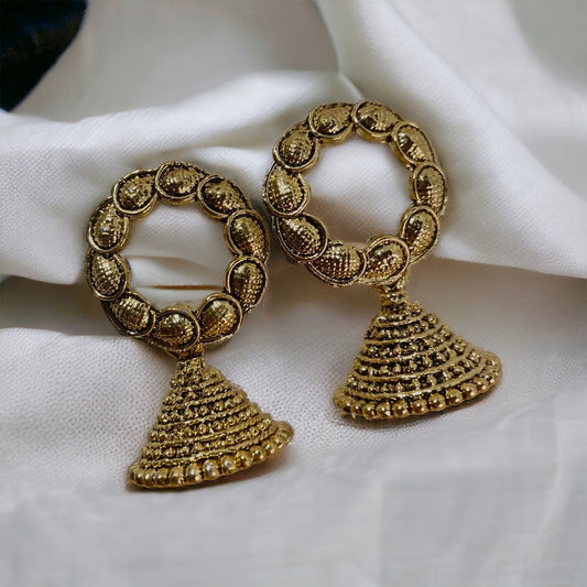 Alia gold oxidized jhumki earrings