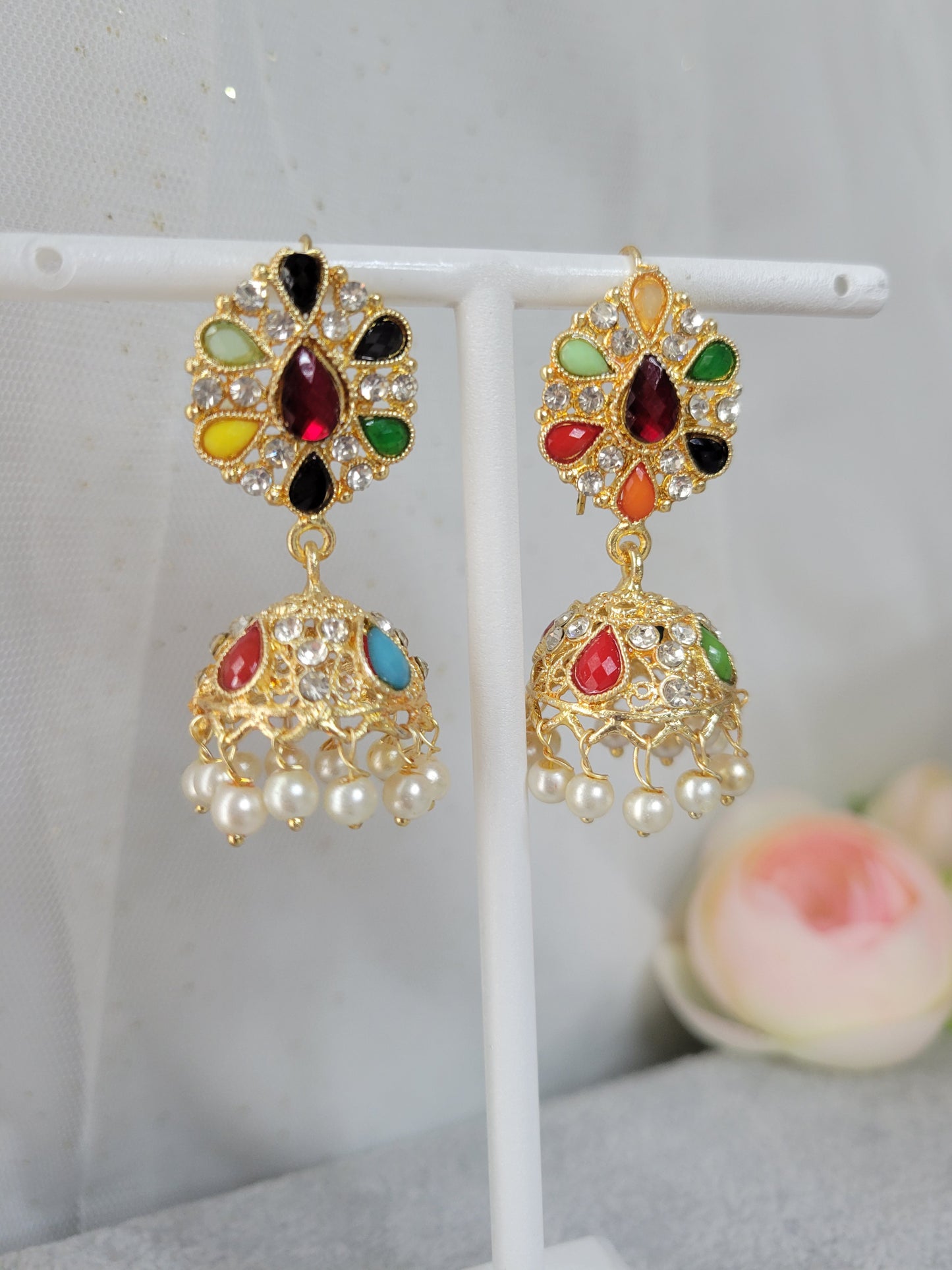 Phulkari charm Jhumkis
