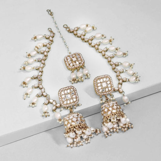 Hoor Jhumka Earrings and Tikka set